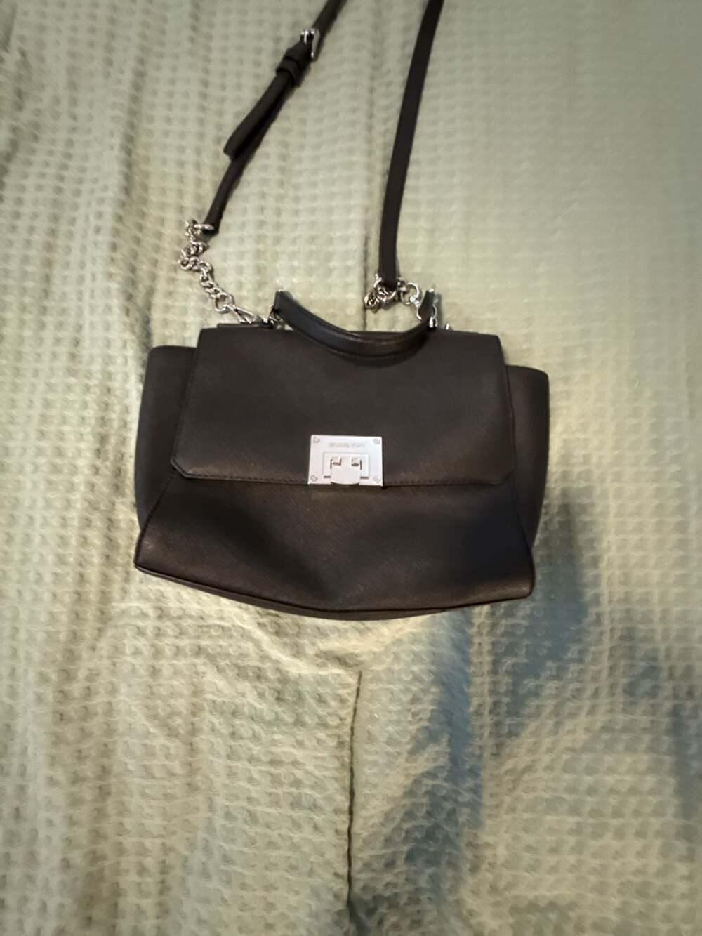 MICHAEL Michael Kors Black Saffiano Leather Callie Top Handle Crossbody Bag